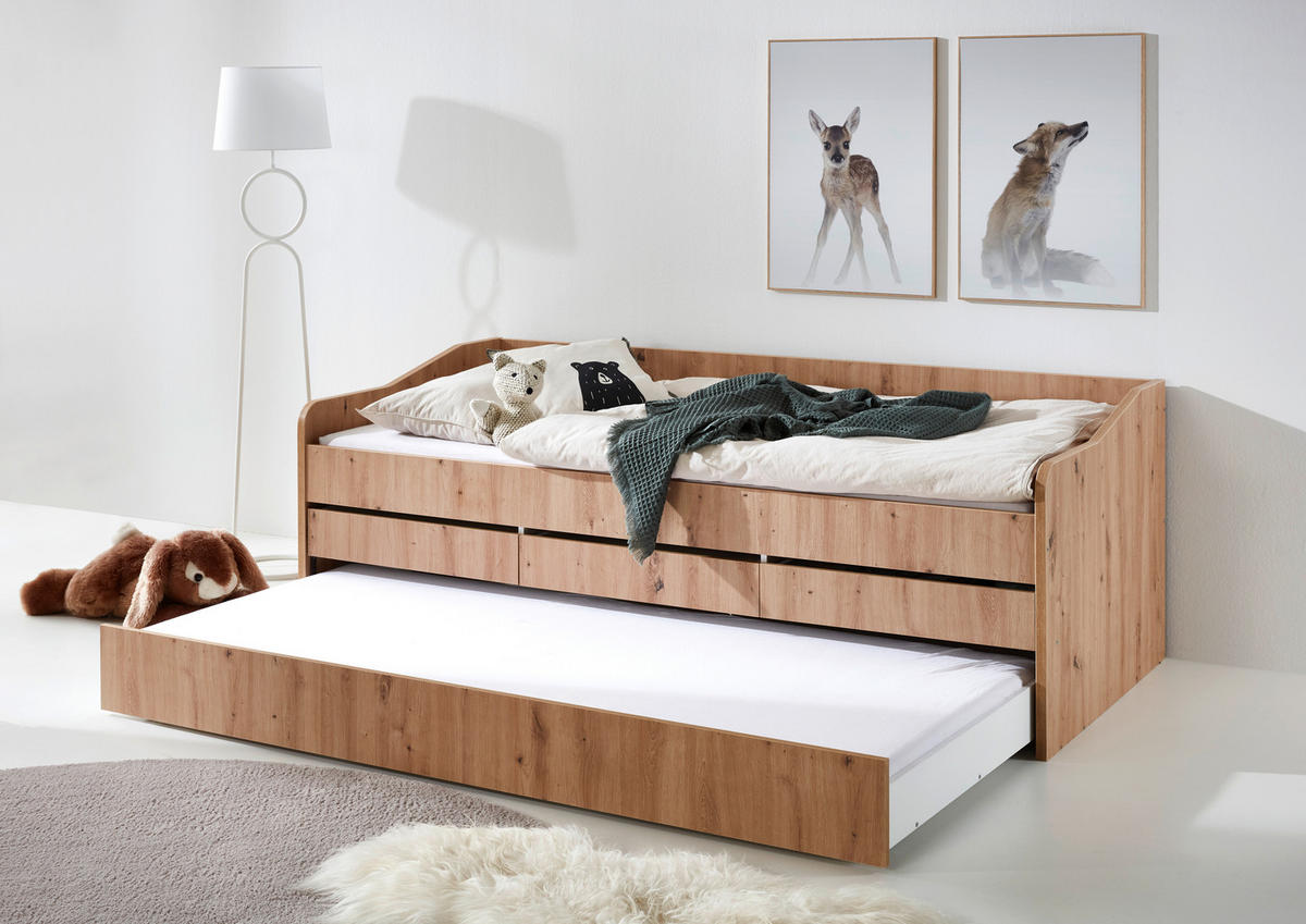 AUSZIEHBETT 90/200 cm  in Eiche Artisan  - Eiche Artisan, MODERN, Holzwerkstoff (90/200cm) - MID.YOU