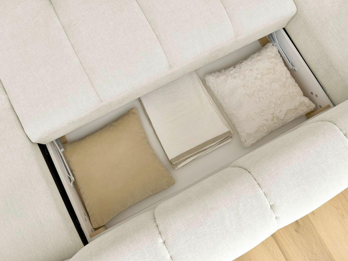 WOHNLANDSCHAFT  FUJI  Beige Leinenoptik  - Beige/Schwarz, MODERN, Kunststoff/Textil (204/377/160cm)