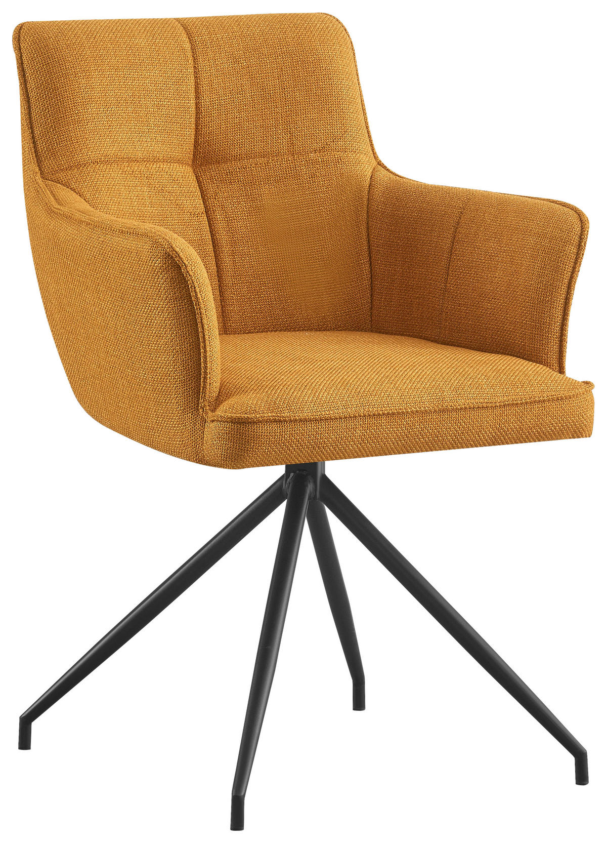 ARMLEHNSTUHL  in Eisen Webstoff  - Currygelb/Schwarz, Design, Textil/Metall (58/84/62,5cm) - Novel