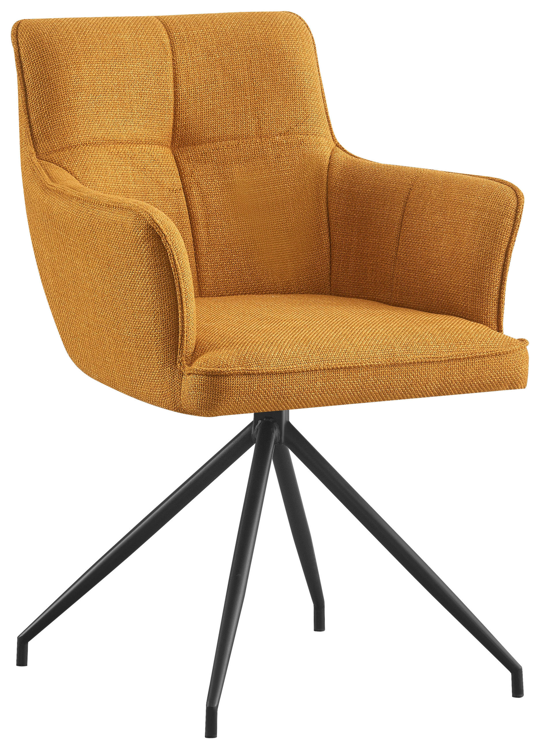 Novel ŽIDLE S PODRUČKAMI, železo, tkaná látka, černá, curry žlutá