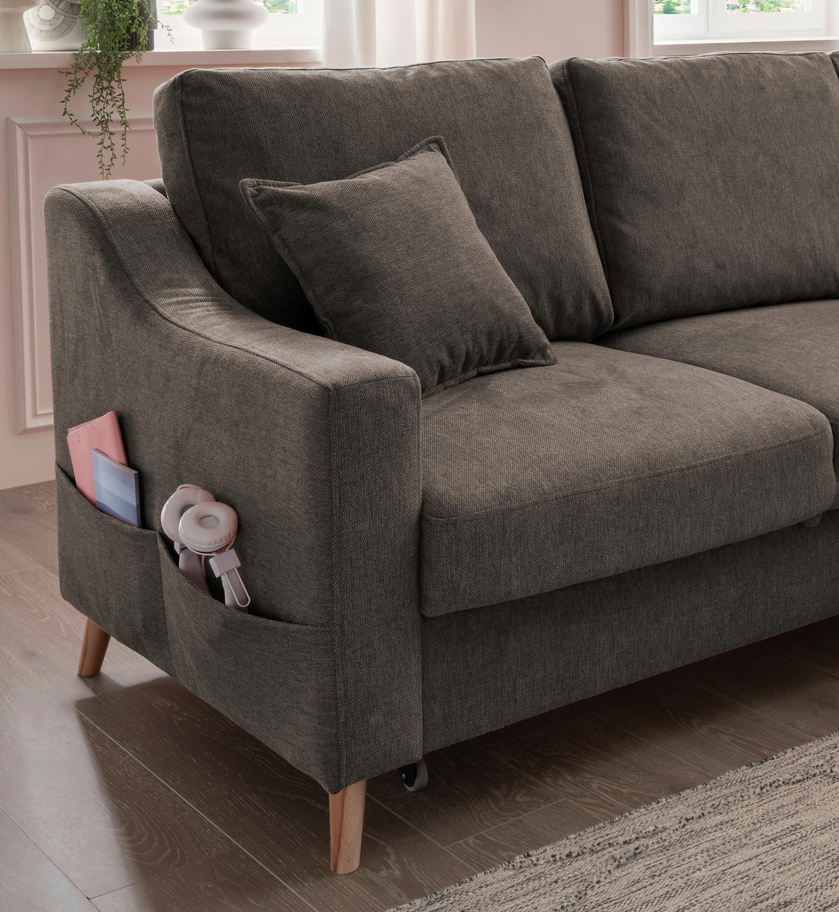 ECKSOFA Braun Struktur  - Naturfarben/Braun, KONVENTIONELL, Holz/Textil (228/150cm) - P & B