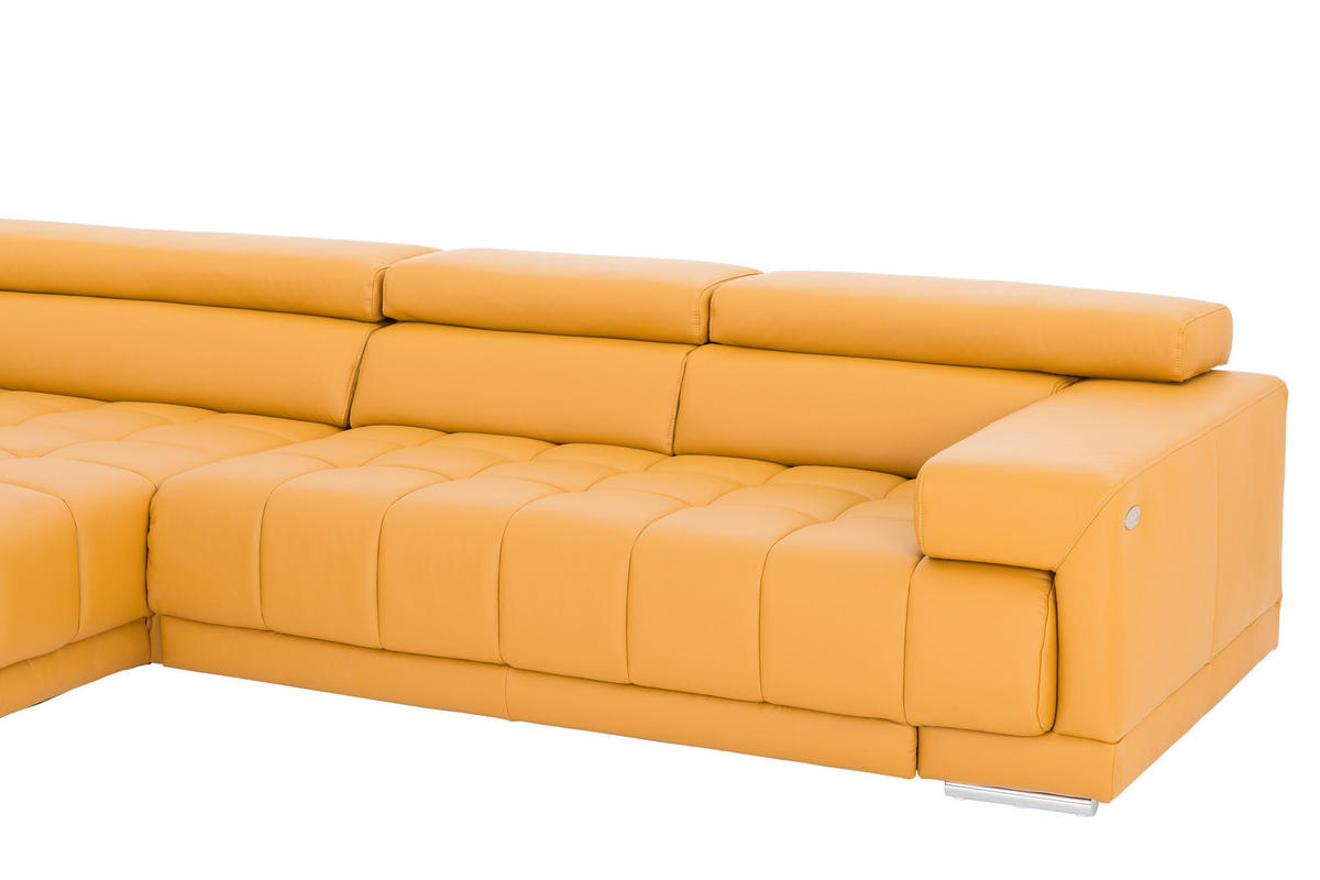 ECKSOFA in Echtleder Gelb  - Gelb/Braun, Design, Leder/Holz (190/330cm) - Beldomo Speed
