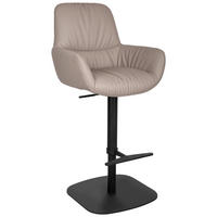 BARHOCKER Echtleder Schwarz, Taupe Eisen Sitzfläche 360° drehbar, inklusive Armlehnen  - Taupe/Schwarz, Design, Leder/Metall (57,5/110/59,5cm) - Dieter Knoll