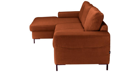 ECKSOFA Rostfarben Cord  - Rostfarben/Schwarz, KONVENTIONELL, Textil/Metall (150/240cm) - Carryhome