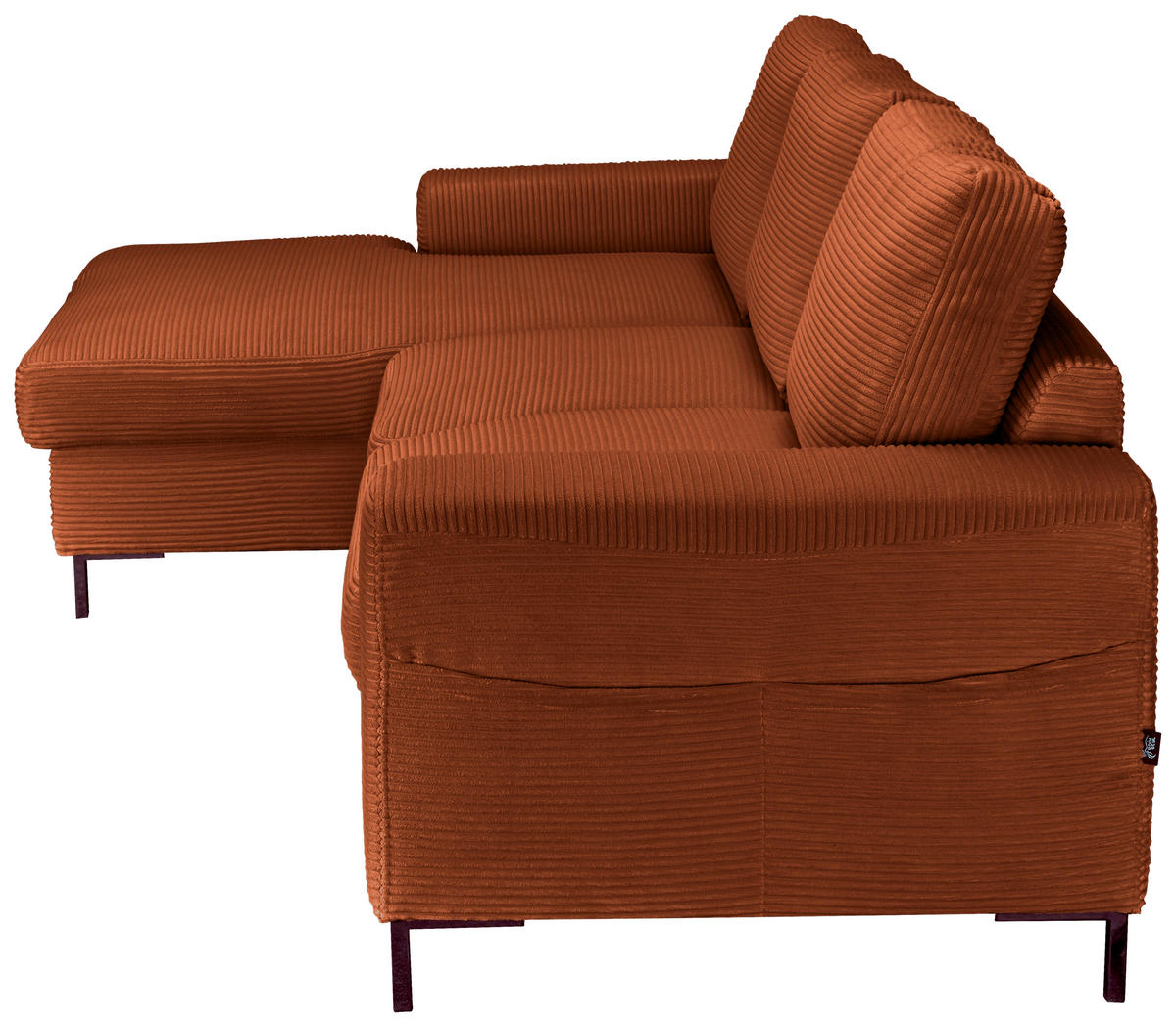 ECKSOFA Rostfarben Cord  - Rostfarben/Schwarz, KONVENTIONELL, Textil/Metall (150/240cm) - Carryhome