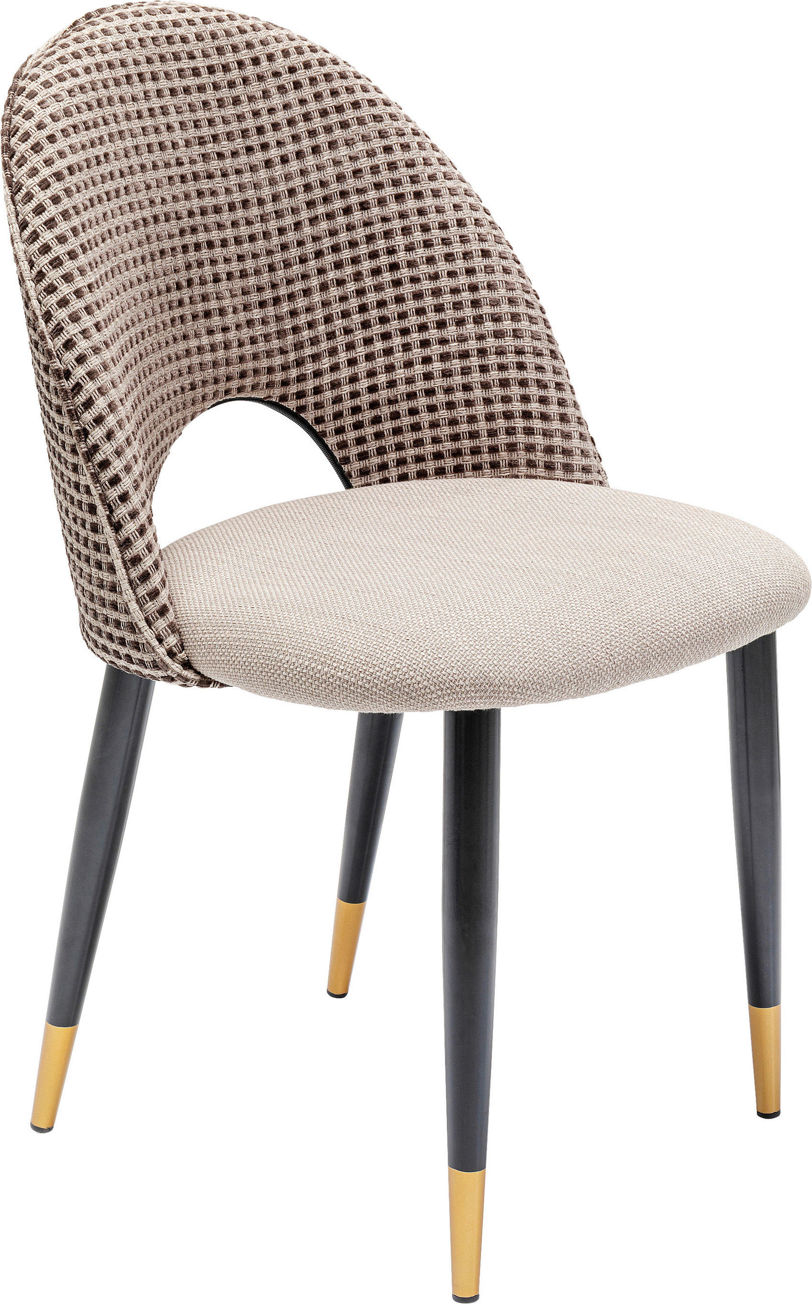 STUHL  Stoffauswahl Webstoff  Schwarz, Goldfarben, Beige  - Beige/Goldfarben, Design, Textil/Metall (49/84/54cm) - Kare-Design