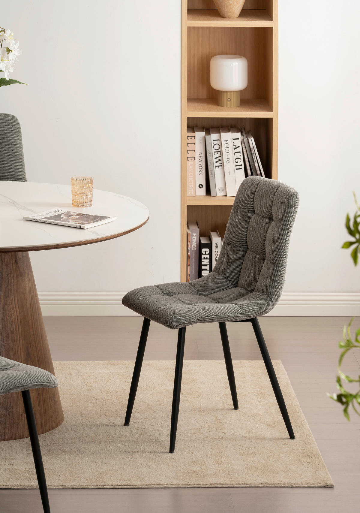 STOL S ŠTIRIMI NOGAMI, les, kovina, tekstil siva  - siva/črna, Konvencionalno, kovina/tekstil (45/88/55cm) - P & B