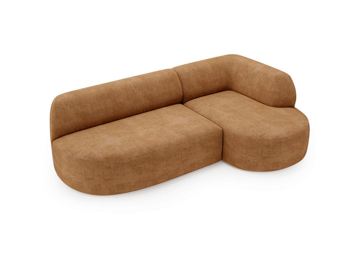 ECKSOFA Chenille Rostfarben  - Rostfarben/Schwarz, Design, Kunststoff/Textil (218/156cm) - Livetastic