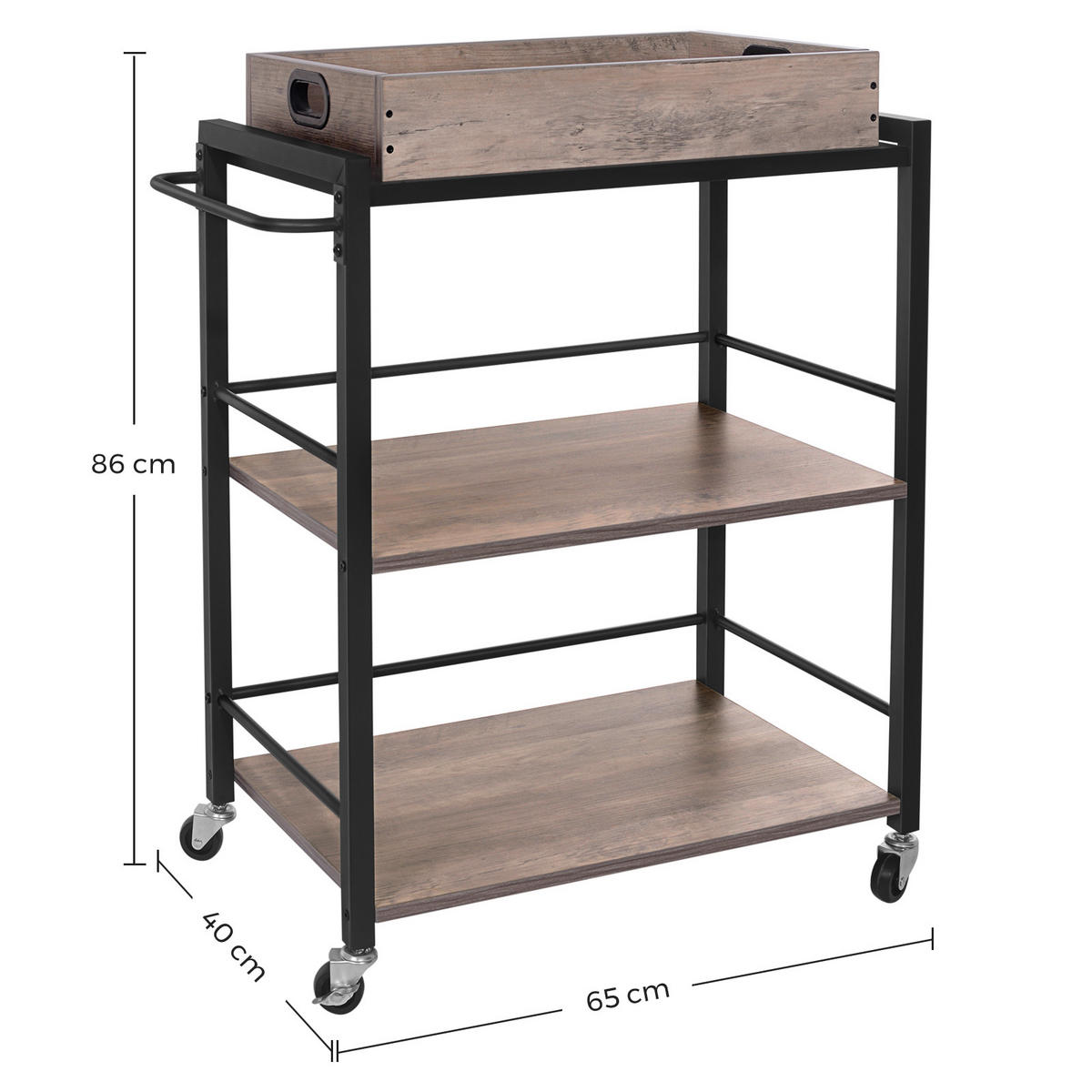 ALLZWECKWAGEN in Schichtholz Grau, Schwarz  - Schwarz/Grau, Basics, Holzwerkstoff/Metall (72/86/40cm) - Boxxx