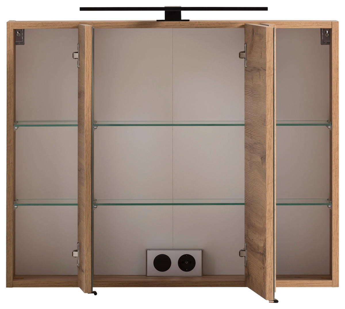 SPIEGELSCHRANK 80/64/20 cm  - Eiche Wotan/Schwarz, ROMANTIK / LANDHAUS, Glas/Holzwerkstoff (80/64/20cm) - Xora