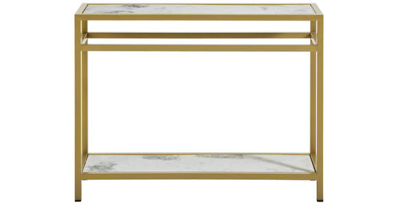KONSOLENTISCH Goldfarben, Weiß, Grau  - Goldfarben/Weiß, Trend, Stein/Metall (100/30/76cm) - Ambia Home
