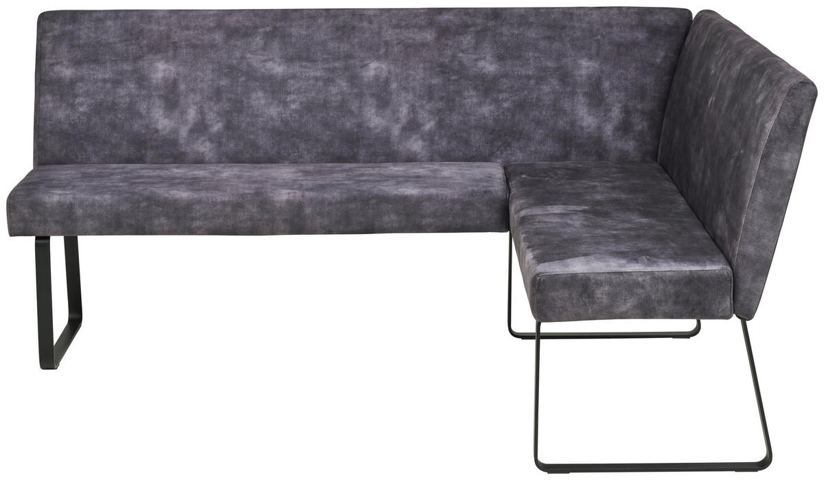 ECKBANK 155/197 cm  in Dunkelgrau  - Dunkelgrau/Schwarz, LIFESTYLE, Textil/Metall (155/197cm) - MID.YOU
