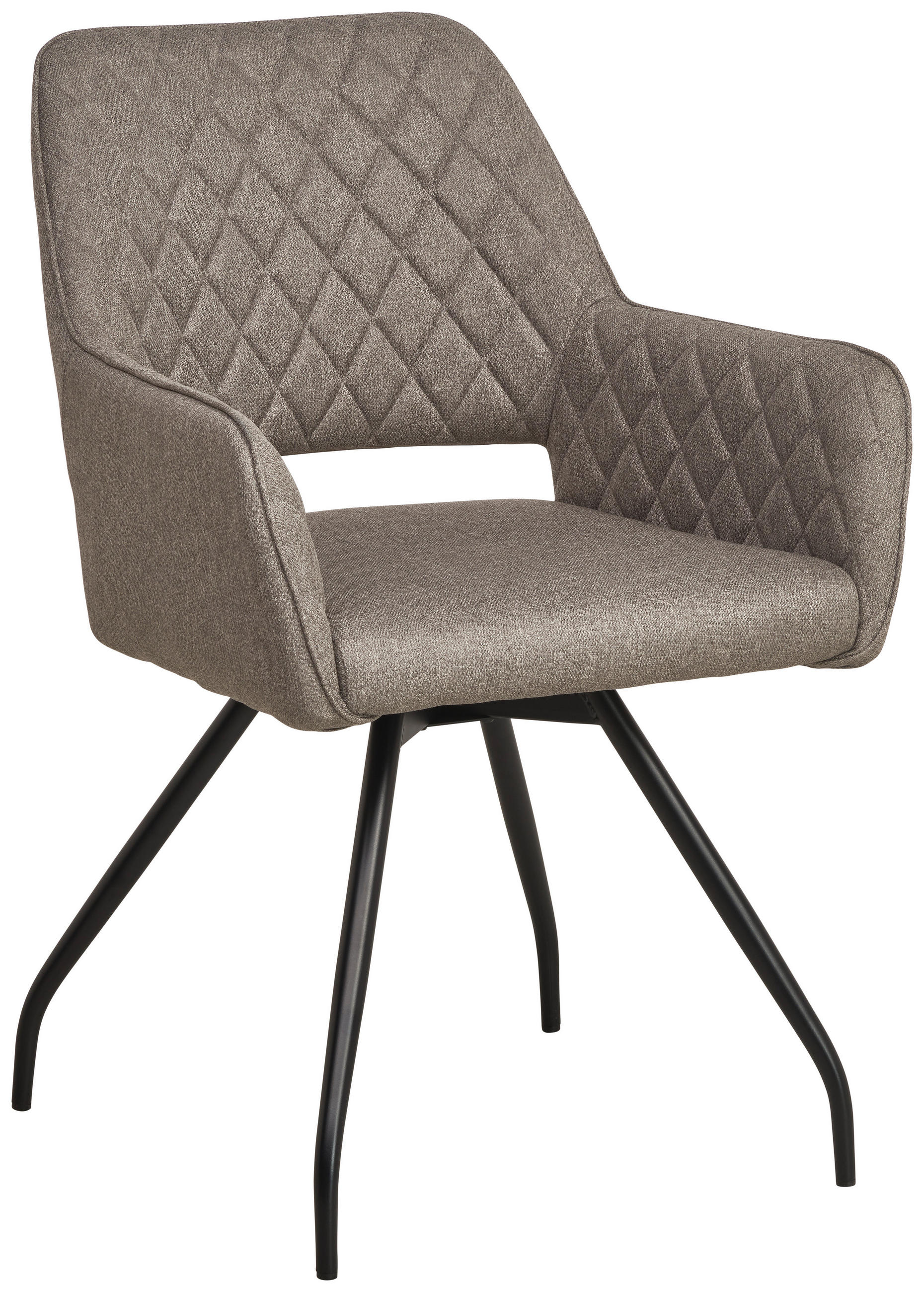 ARMLEHNSTUHL  in Eisen Leinenoptik  - Graubraun/Schwarz, KONVENTIONELL, Holz/Textil (57/85.5/60cm) - MID.YOU