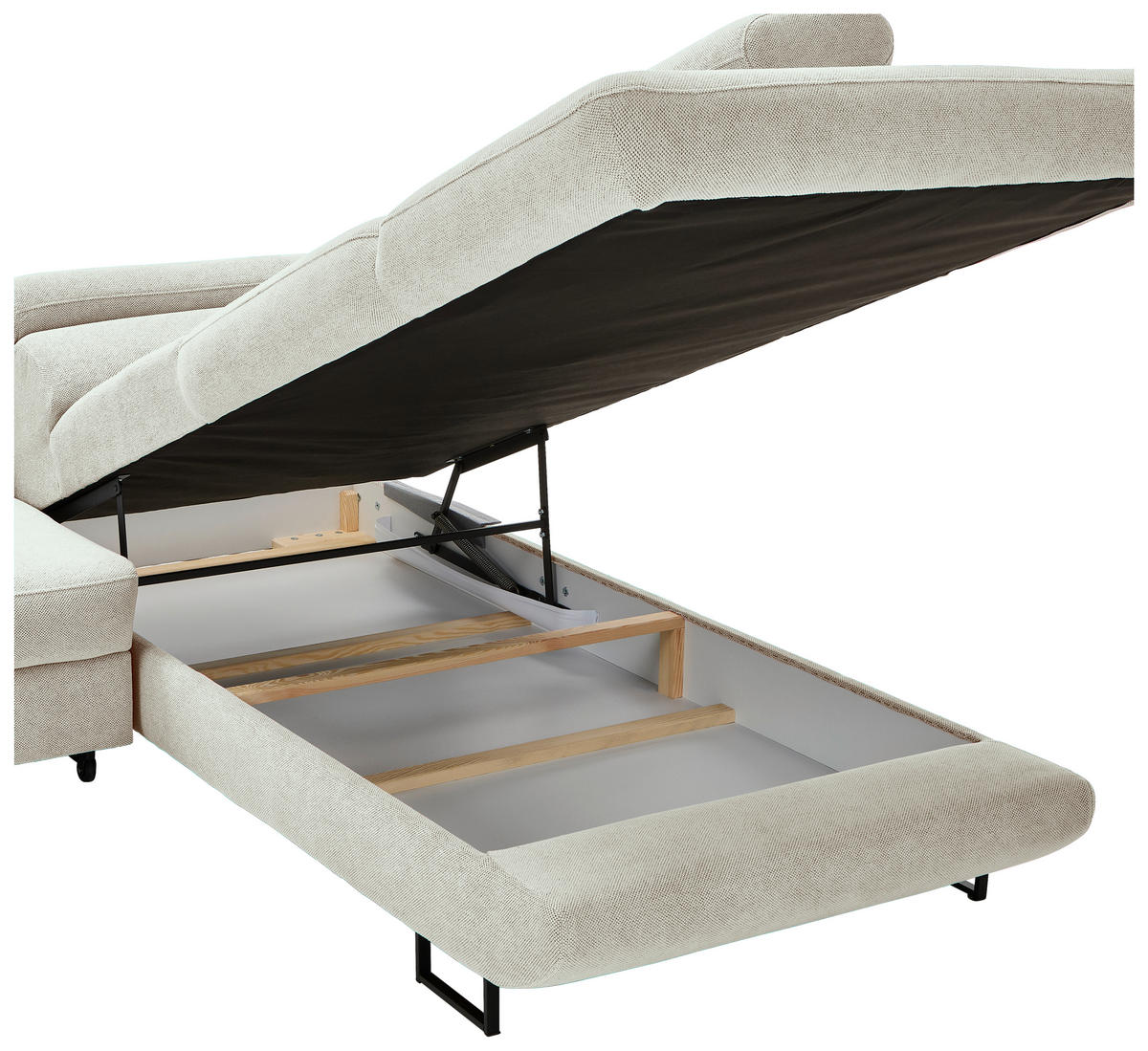 ECKSOFA in Webstoff Creme  - Creme/Schwarz, Design, Textil/Metall (280/235cm) - Hom`in