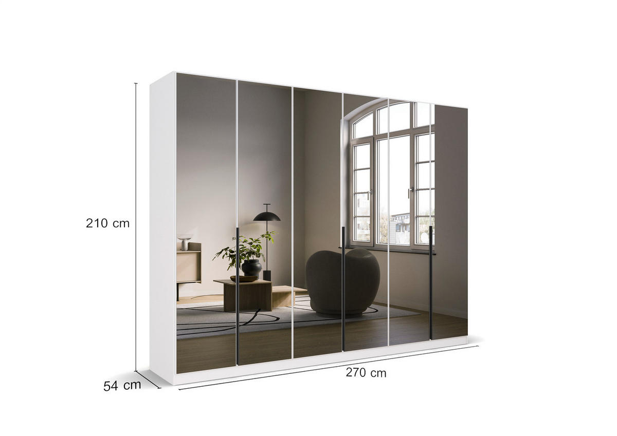 DREHTÜRENSCHRANK in Weiss  - Weiss/Grau, Modern, Holzwerkstoff/Metall (271/210/54cm) - Rauch Möbel