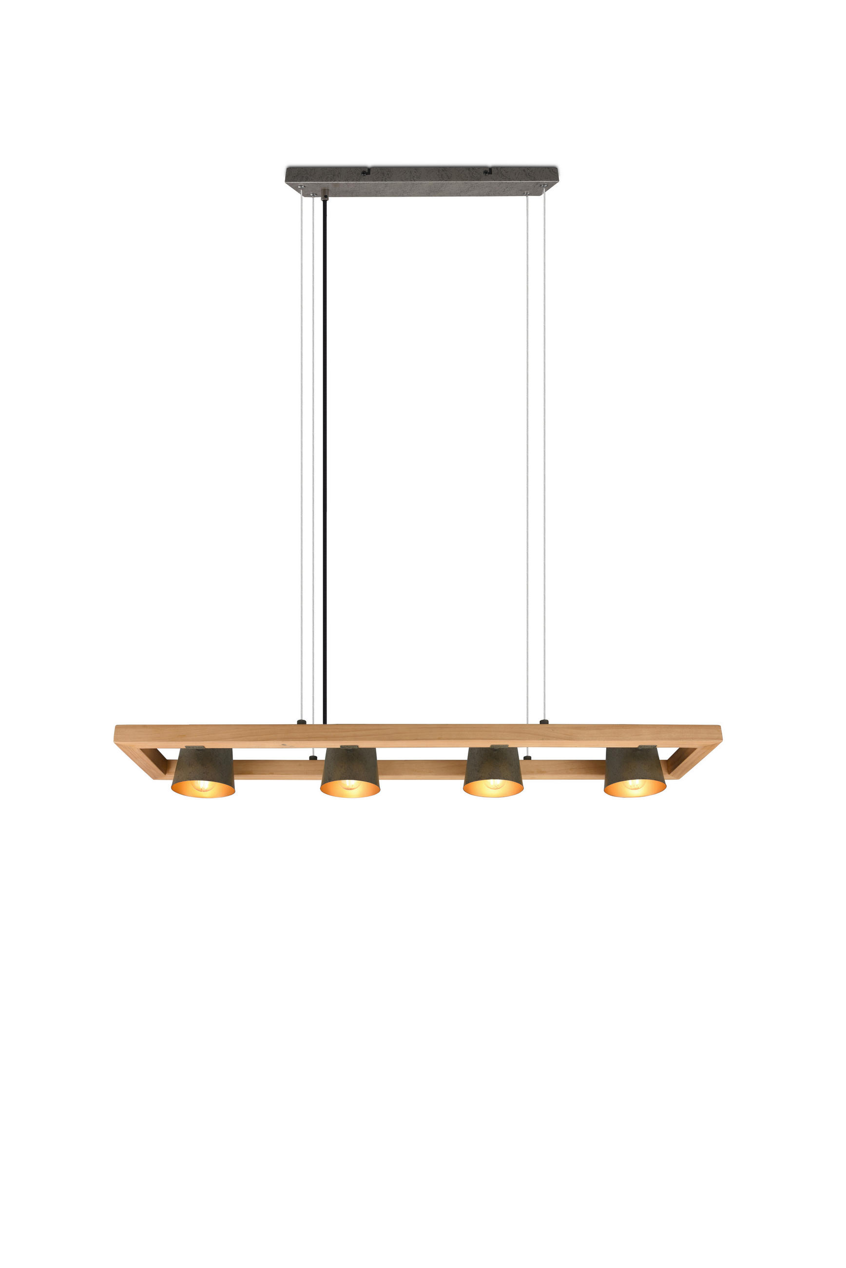 HÄNGELEUCHTE BELL 100/150/21 cm  - Nickelfarben, Natur, Holz/Metall (21/100/150cm) - Trio Leuchten