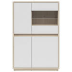 VITRINE  in Weiß, Eichefarben - Eichefarben/Schwarz, KONVENTIONELL, Glas/Holzwerkstoff (95/141,5/42cm) - Hom`in