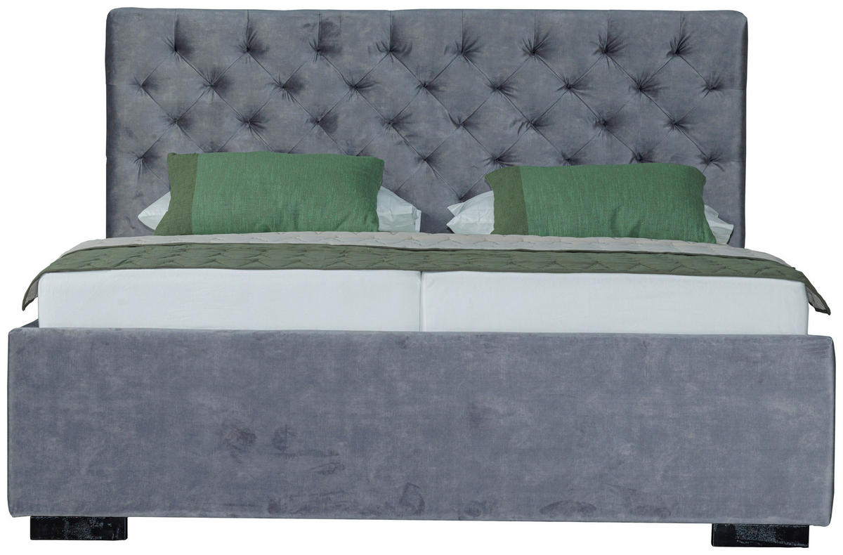 POLSTERBETT 180/200 cm  in Grau  - Schwarz/Grau, Design, Holz/Textil (180/200cm) - Boxxx