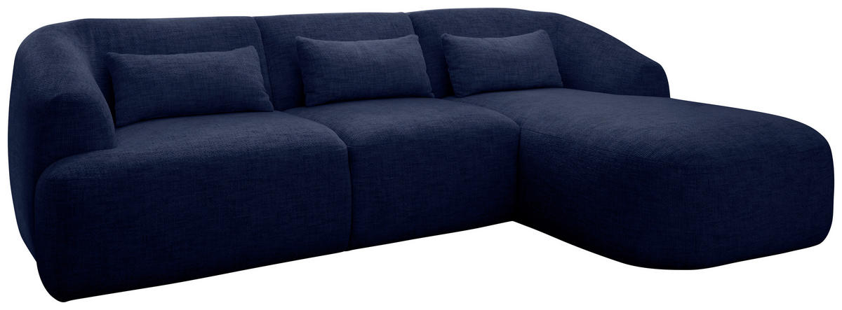 ECKSOFA in Struktur Dunkelblau  - Schwarz/Dunkelblau, Modern, Kunststoff/Textil (256/160cm) - Livetastic