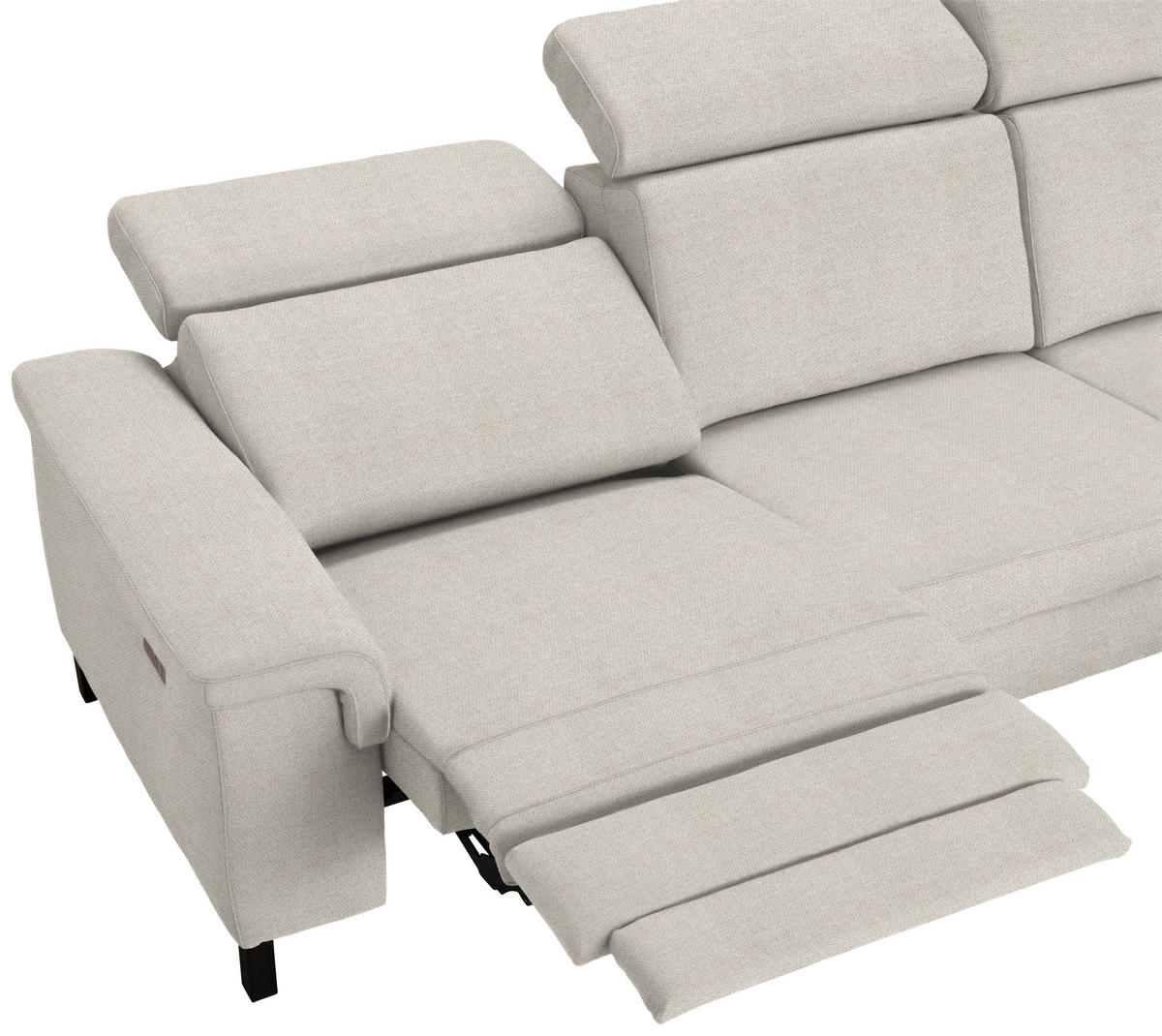 ECKSOFA in Flachgewebe Beige  - Beige/Schwarz, Konventionell, Textil/Metall (304/182cm) - Pure Home Comfort