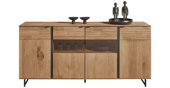 SIDEBOARD Eichefarben  192/94/44 cm  - Eichefarben/Anthrazit, Natur, Glas/Holz (192/94/44cm) - Valnatura
