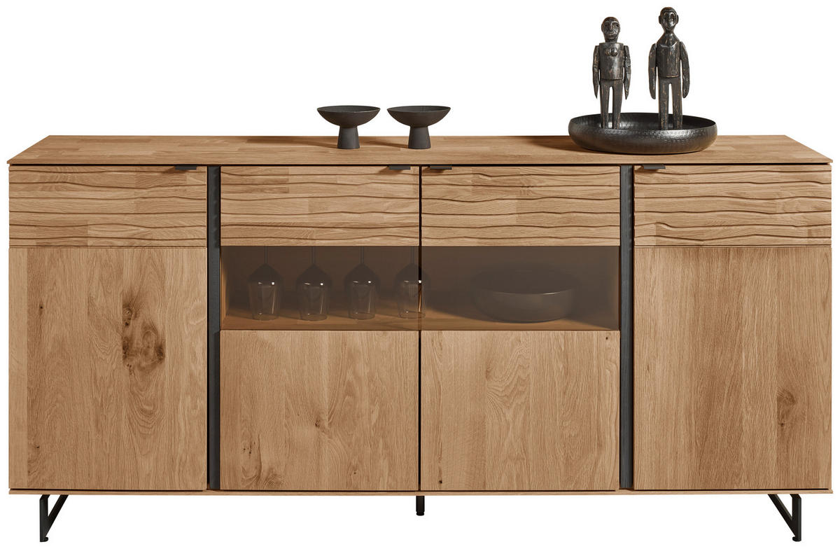 SIDEBOARD Eichefarben  192/94/44 cm  - Eichefarben/Anthrazit, Natur, Glas/Holz (192/94/44cm) - Valnatura