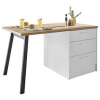 Insulă De Bucătărie 150/91/90 cm   - alb/culoare crom, Trend, metal/material pe bază de lemn (150/91/90cm) - MID.YOU