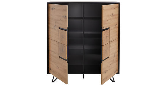 HIGHBOARD in 116/131/40 cm - Eichefarben/Schwarz, Holzwerkstoff/Metall (116/131/40cm) - Xora