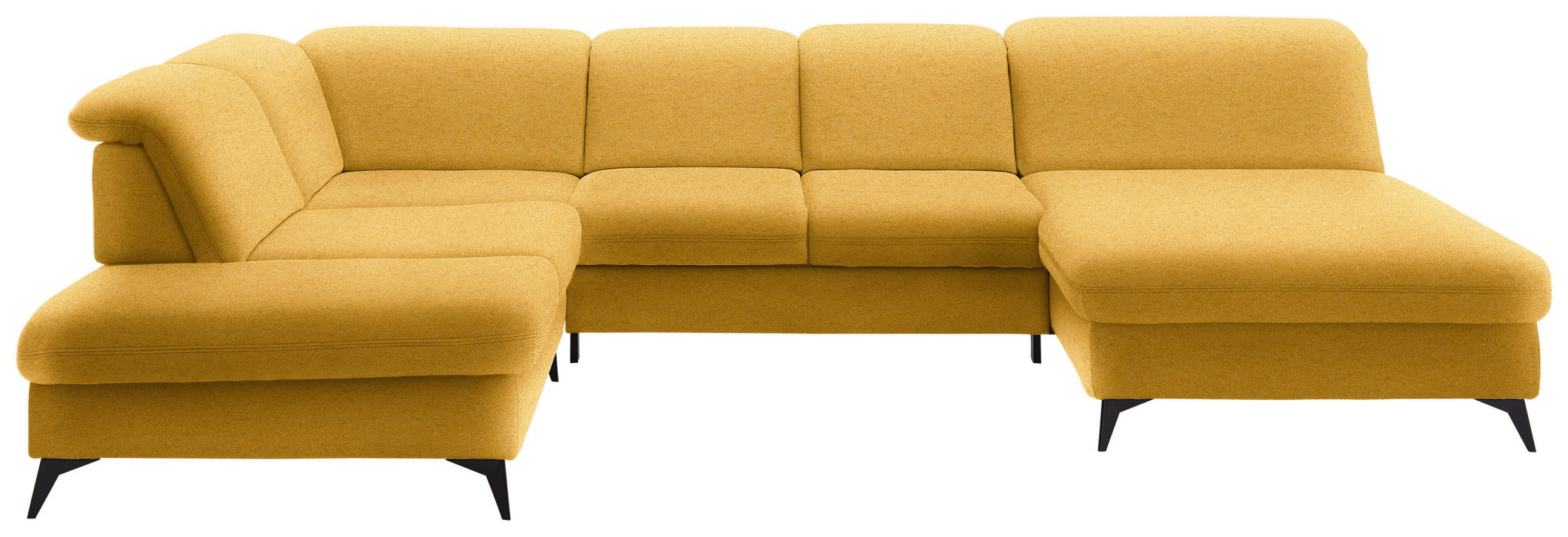 WOHNLANDSCHAFT chenille jaune curry  - jaune curry/noir, Design, textile/métal (255/369/198cm) - Beldomo Style