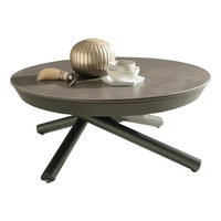 COUCHTISCH/ESSTISCH 105-165/105/36-75 cm rund Anthrazit, Schieferfarben  - Schieferfarben/Anthrazit, Design, Keramik/Metall (105-165/105/36-75cm) - Dieter Knoll