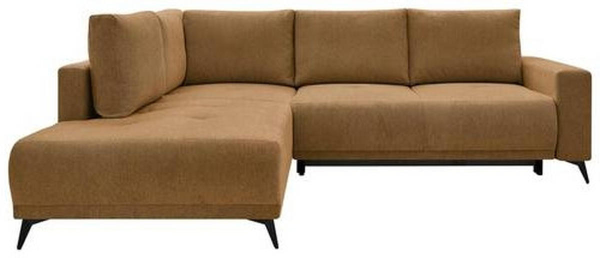 ECKSOFA RAFAEL Rostfarben Struktur Rückenkissen, Bettkasten  - Rostfarben/Schwarz, Design, Textil/Metall (218/269cm) - P & B
