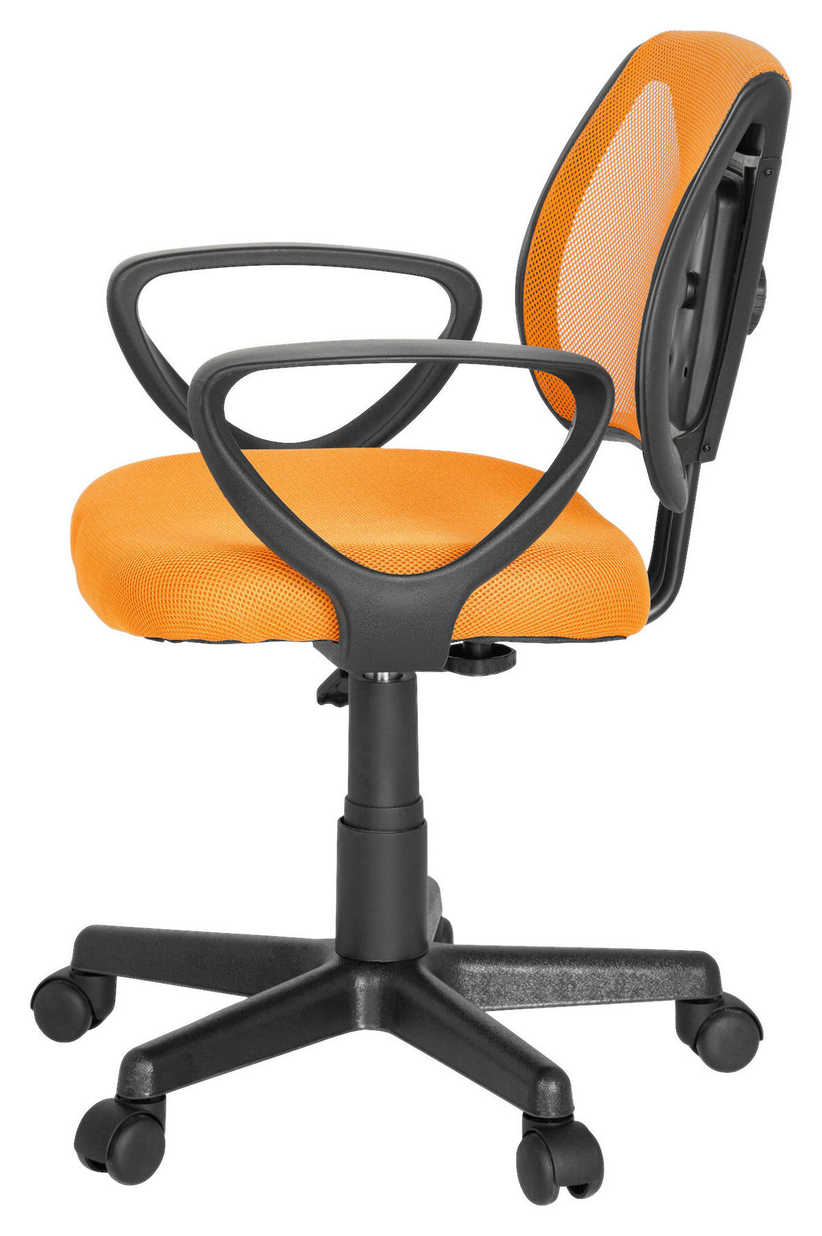 OTOČNÁ ŽIDLE PRO MLÁDEŽ, oranžová - oranžová/černá, Basics, plast (58/75-92/45cm) - MID.YOU