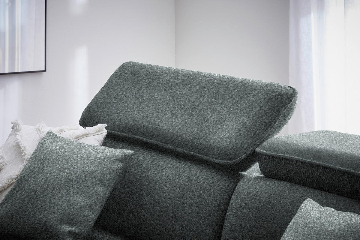 ECKSOFA in Struktur Petrol  - Petrol/Schwarz, Design, Holz/Textil (185/232cm) - Stylife