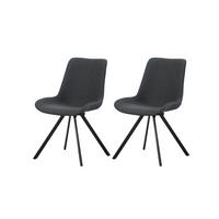 STUHL-SET 2 Stück  in Webstoff Textil  - Anthrazit/Schwarz, MODERN, Textil/Metall (52/85/61cm) - MID.YOU