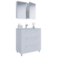 BADEZIMMER 3-teilig  in 80 cm  - Weiss/Alufarben, Modern, Keramik/Holzwerkstoff (80cm) - MID.YOU