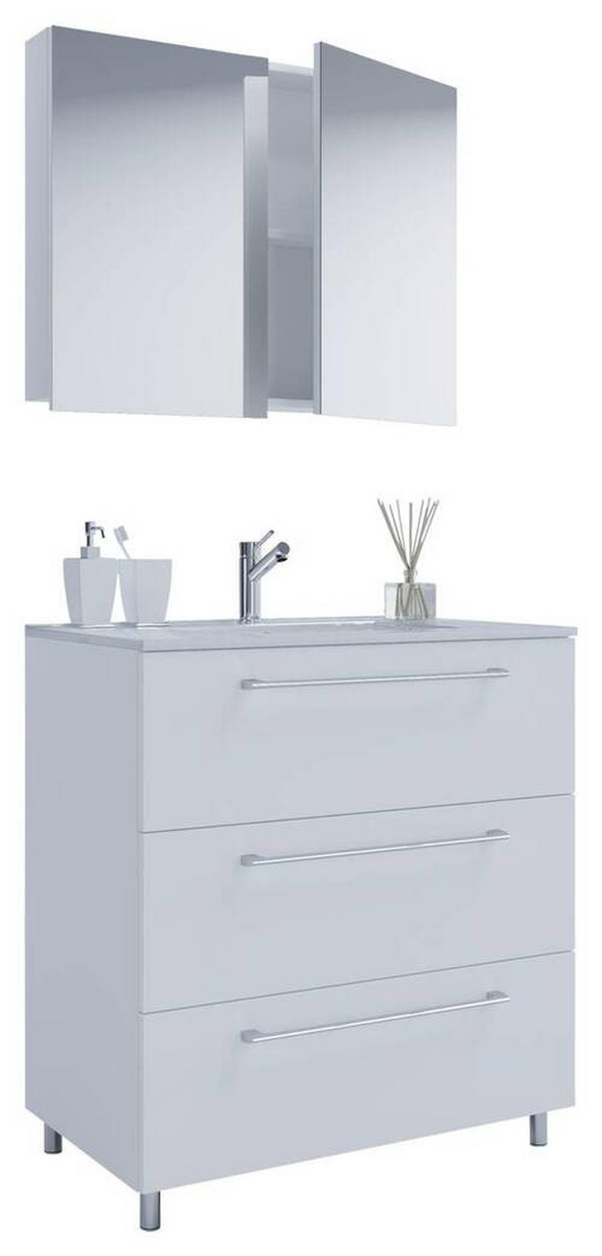 BADEZIMMER 3-teilig  in 80 cm  - Weiss/Alufarben, Modern, Keramik/Holzwerkstoff (80cm) - MID.YOU