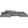 ECKSOFA Grau Webstoff  - Schwarz/Grau, Design, Textil/Metall (216/385/177cm) - Welnova