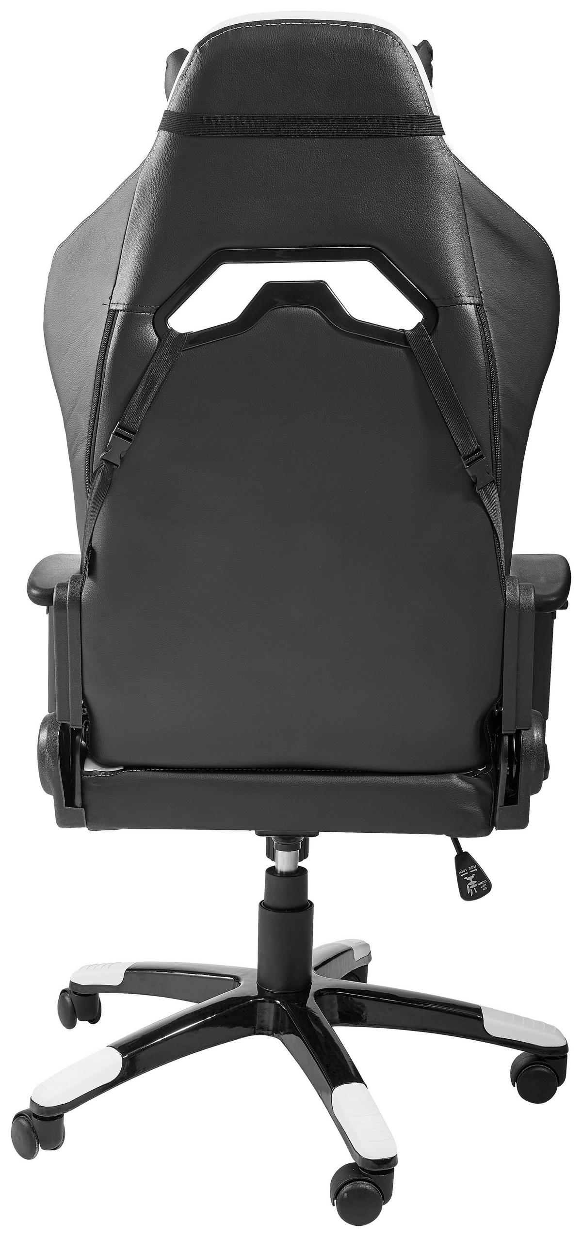 GAMINGSTUHL Schwarz, Weiß Metall, Kunststoff, Textil   - Schwarz/Weiß, Design, Kunststoff/Textil (68/124-134/59cm) - Hom`in