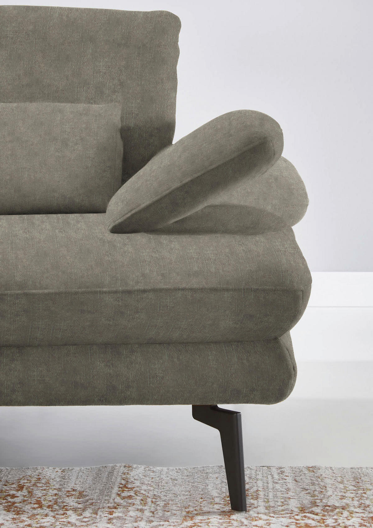 CANAPÉ D'ANGLE in Velours Grau  - Schwarz/Grau, Design, Textil/Metall (180/310cm) - Dieter Knoll