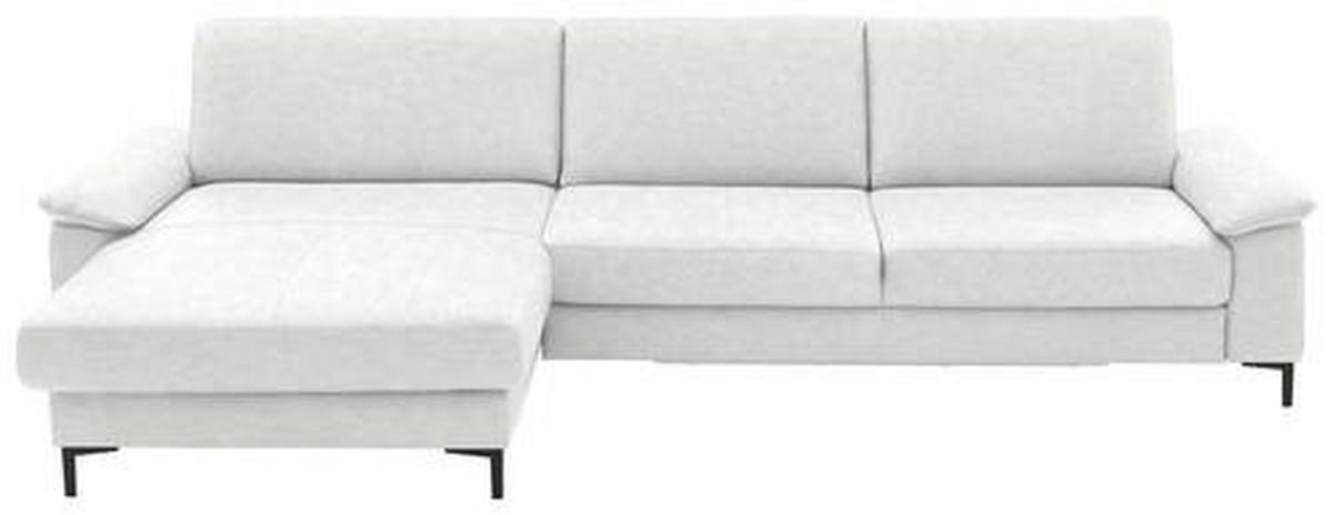 ECKSOFA in Echtleder Weiss  - Weiss/Schwarz, Design, Leder/Metall (176/334cm) - Dieter Knoll