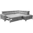 ECKSOFA Grau Struktur  - Schwarz/Grau, MODERN, Textil/Metall (254/212cm) - Carryhome