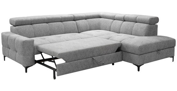 ECKSOFA Grau Struktur  - Schwarz/Grau, MODERN, Textil/Metall (254/212cm) - Carryhome