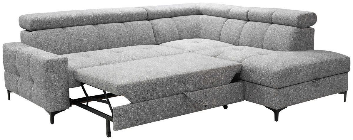 HÖRNSOFFA i struktur grå  - svart/grå, Modern, metall/textil (254/212cm) - MID.YOU