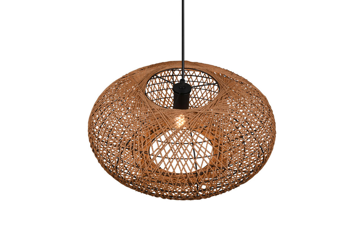 HÄNGLAMPA Hedda 52/150 cm  - brun/svart, Natur, metall/naturmaterial (52/150cm) - Trio Leuchten