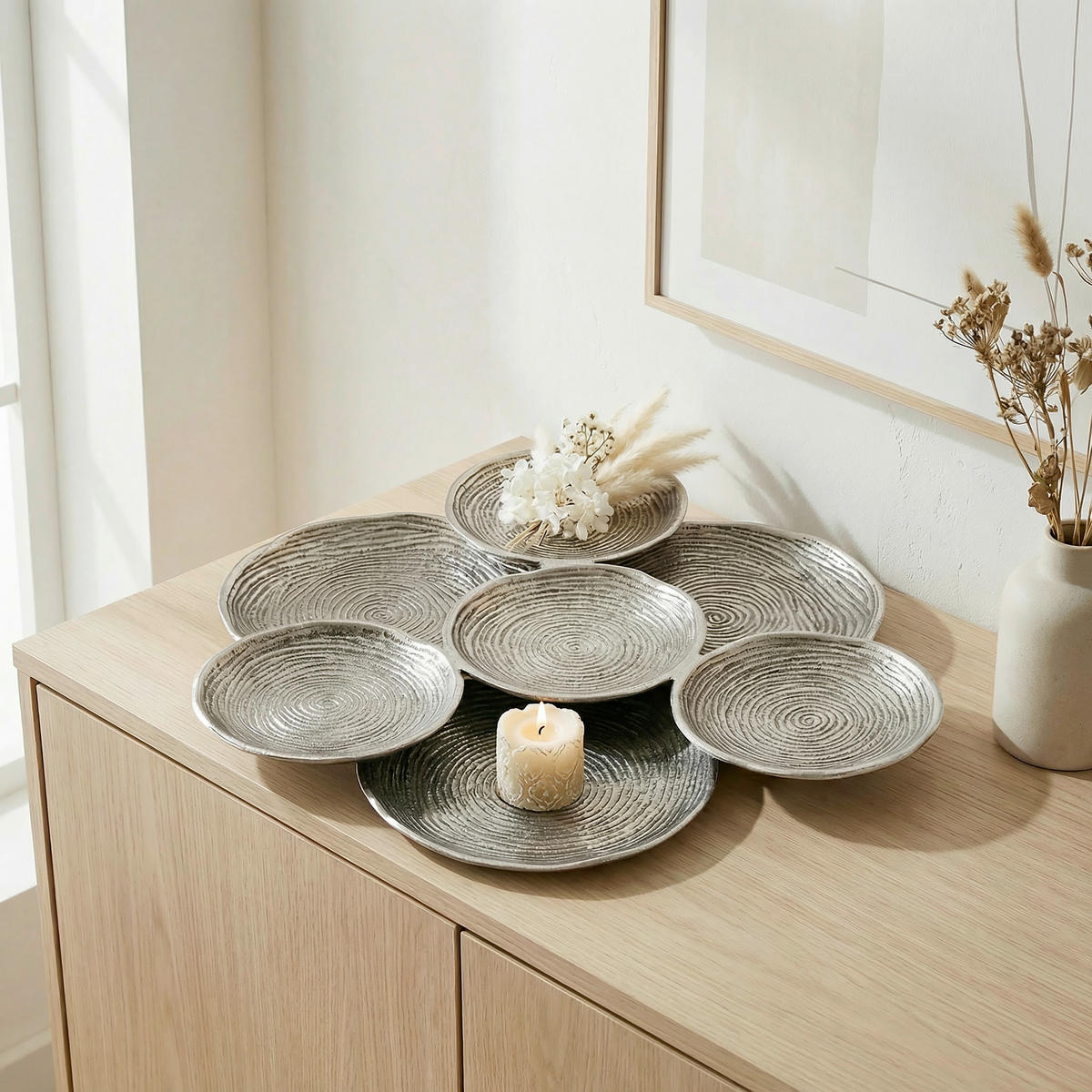 OKRASNA SKLEDA     44/44/4 cm         - srebrne barve, Design, kovina (44/44/4cm) - Livetastic