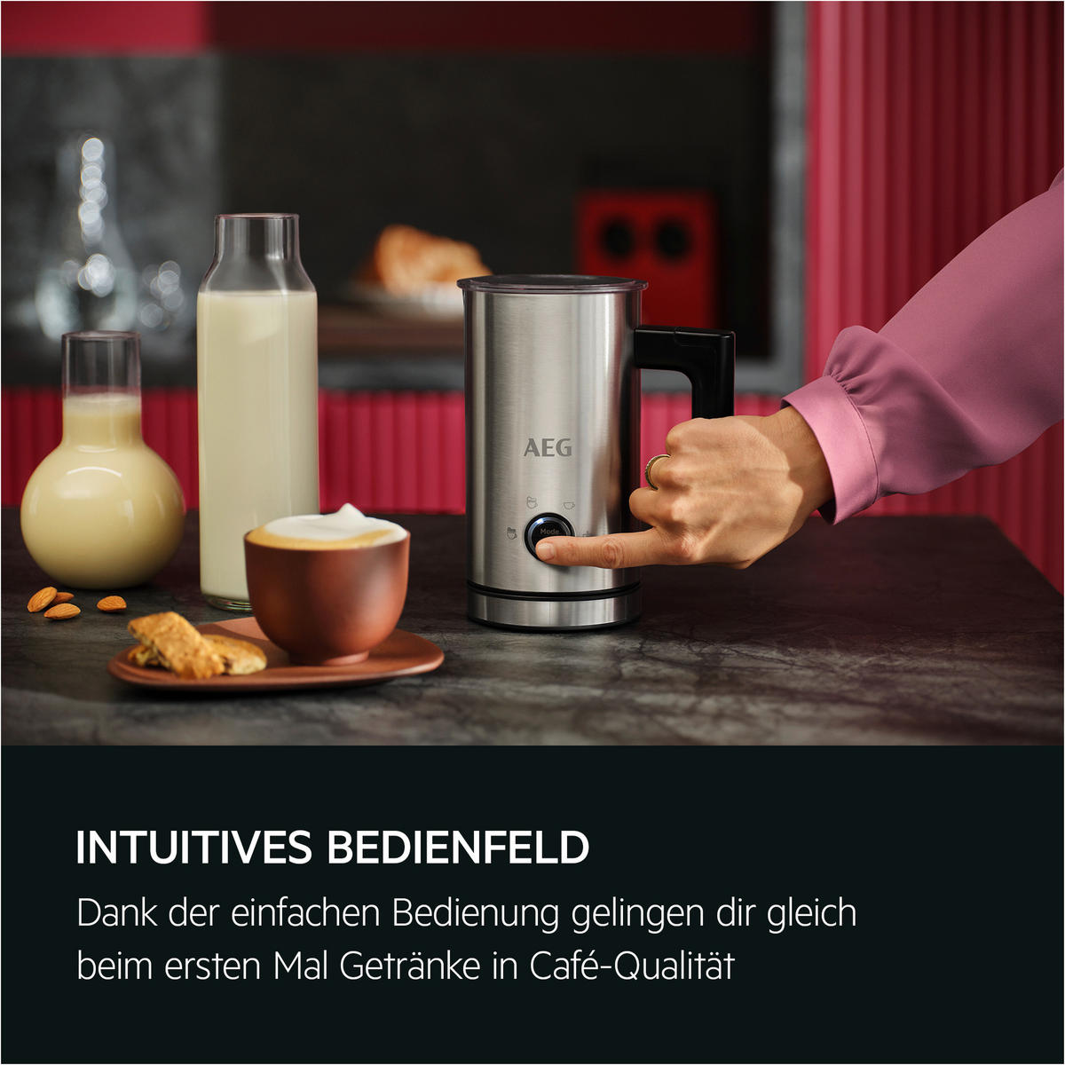 MILCHSCHÄUMER   - Edelstahlfarben, Basics, Metall (16,2/19,4/10,8cm) - AEG