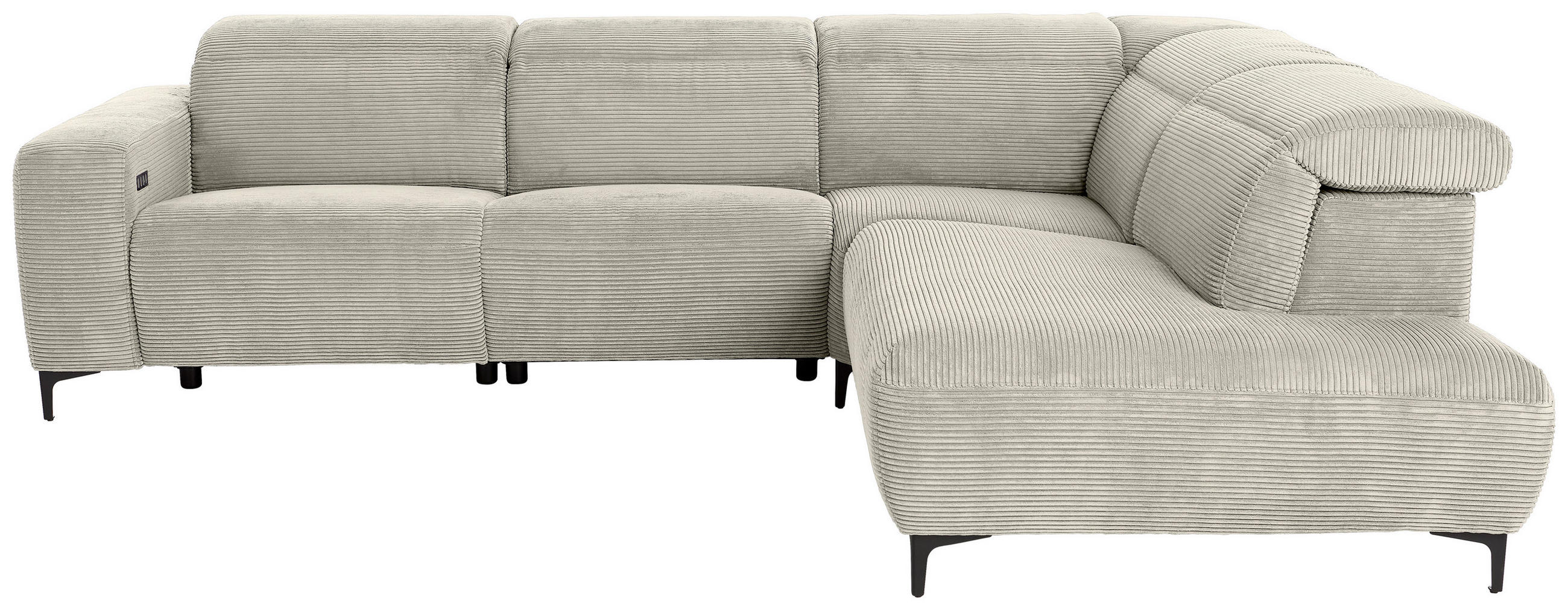 ECKSOFA in Cord Naturfarben  - Schwarz/Naturfarben, Design, Textil (290/223cm) - Pure Home Lifestyle