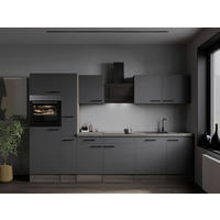 KÜCHENBLOCK 310 cm   in Grau, Eichefarben  - Eichefarben/Schwarz, Design, Holzwerkstoff/Metall (310cm) - Respekta