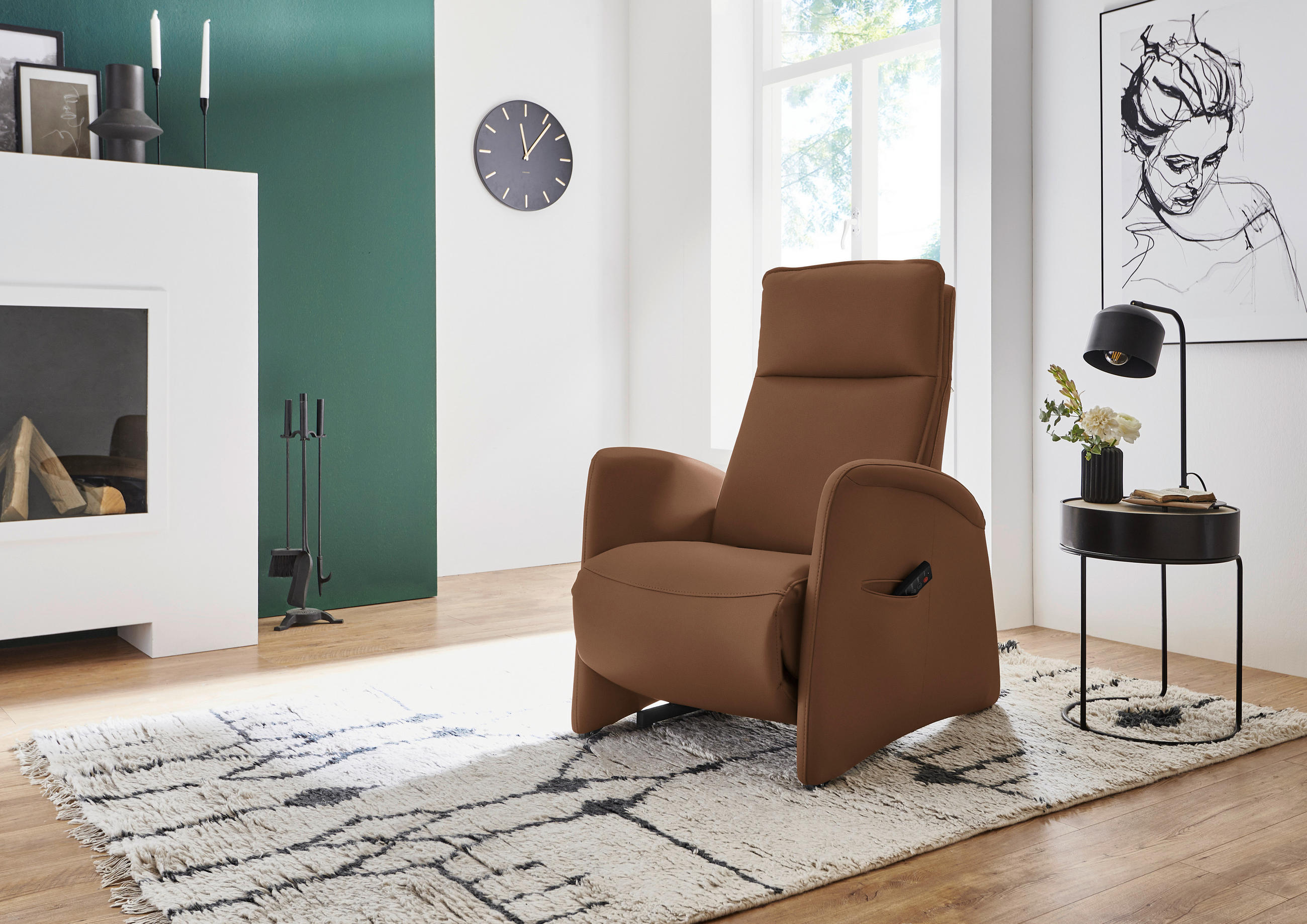 FERNSEHSESSEL in Braun  - Schwarz/Braun, Design, Leder/Kunststoff (79/114/87-176cm) - Valdera