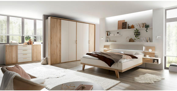 BETTANLAGE 180/200 cm  in Eichefarben, Kaschmir  - Kaschmir/Eichefarben, Design, Holzwerkstoff/Textil (180/200cm) - Xora